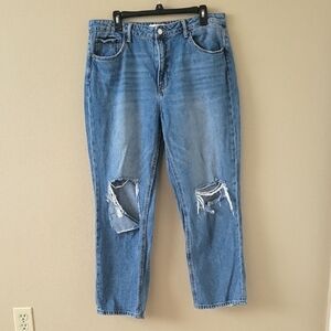 Lovervet Womens Medium Wash High Rise Ripped Denim Jeans - Size 32